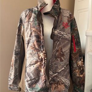 Realtree Camouflage Jacket with Bold Red Highlights